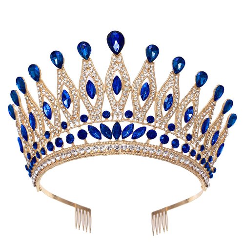Tiaras and Crowns for Women,Wedding Tiara for Bride,Rhinestone Queen Crown,Crystal Costume Hair Accessories for Birthday Prom Crown with Combs（blue）
