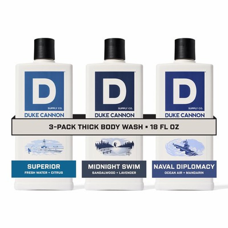 Duke Cannon Supply Co. THICK High-Viscosity Body Wash for Men THICK IN A BOX Variety 3 Pack - Premium Ingredients, Plant-Based Thickeners, Superior Lather, Natural Exfoliate, 17.5 Fl Oz (3 Pack)