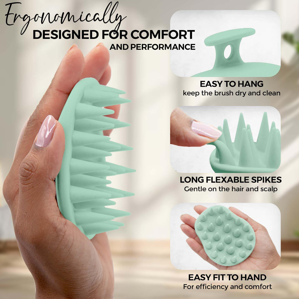 Fiora Naturals Scalp Massager Shampoo Brush - Silicon Scalp Scrubber & Exfoliator for Dandruff Removal and Hair Growth, Brush for Wet & Dry Hair, for Men, Women, Kids - BPA Free