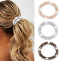 CAKURE Rhinestone Hair Ties Sparkly Ponytail Holders Glitter Hair Scrunchies Rhinestone Hair Accessories for Women and Girls (Pack of 3)