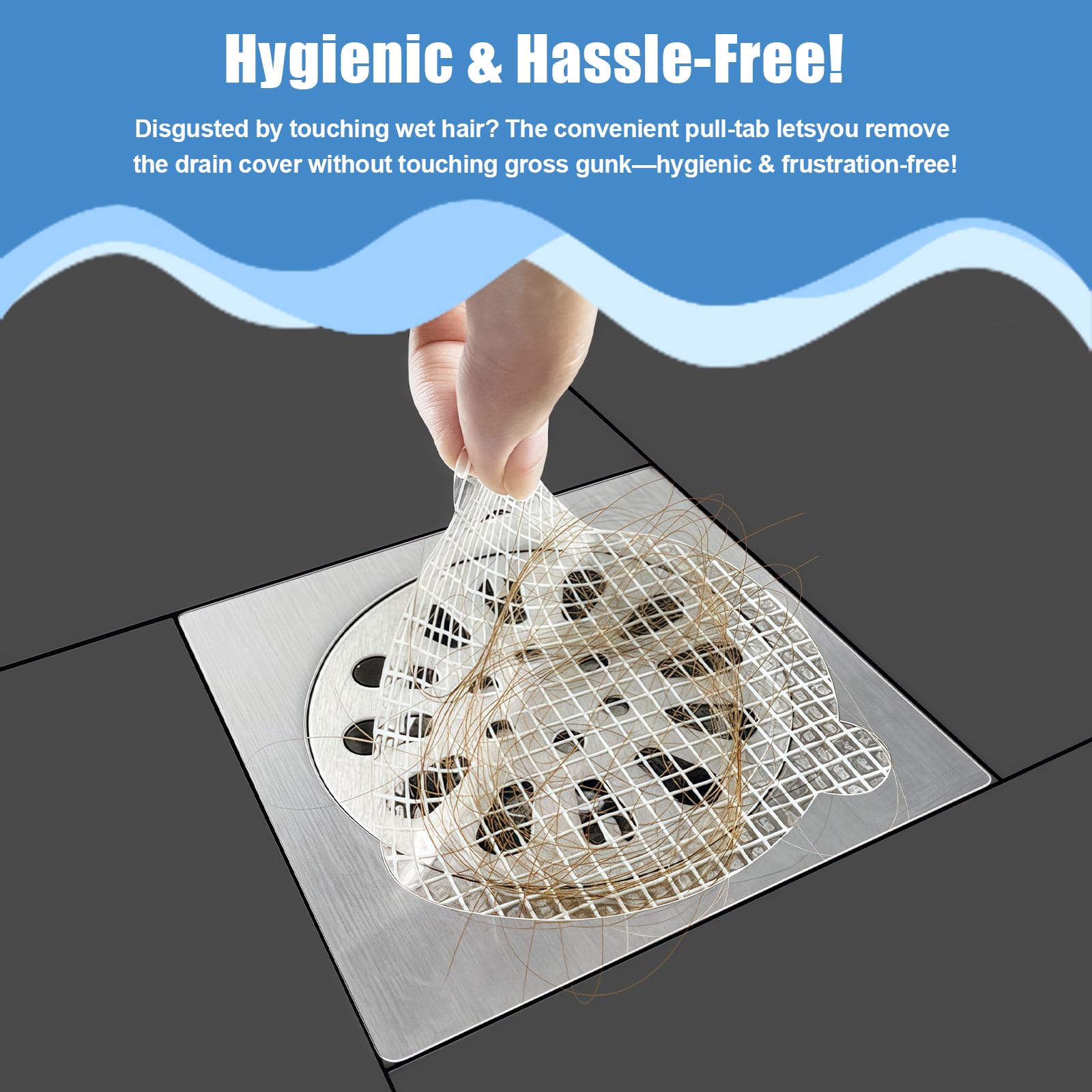 30 Pack Disposable Shower Drain Hair Catcher Hair Trap Drain Covers 4.3” Extra-Wide Mesh Hair Catcher for Shower, Sink, Laundry & Bathtub