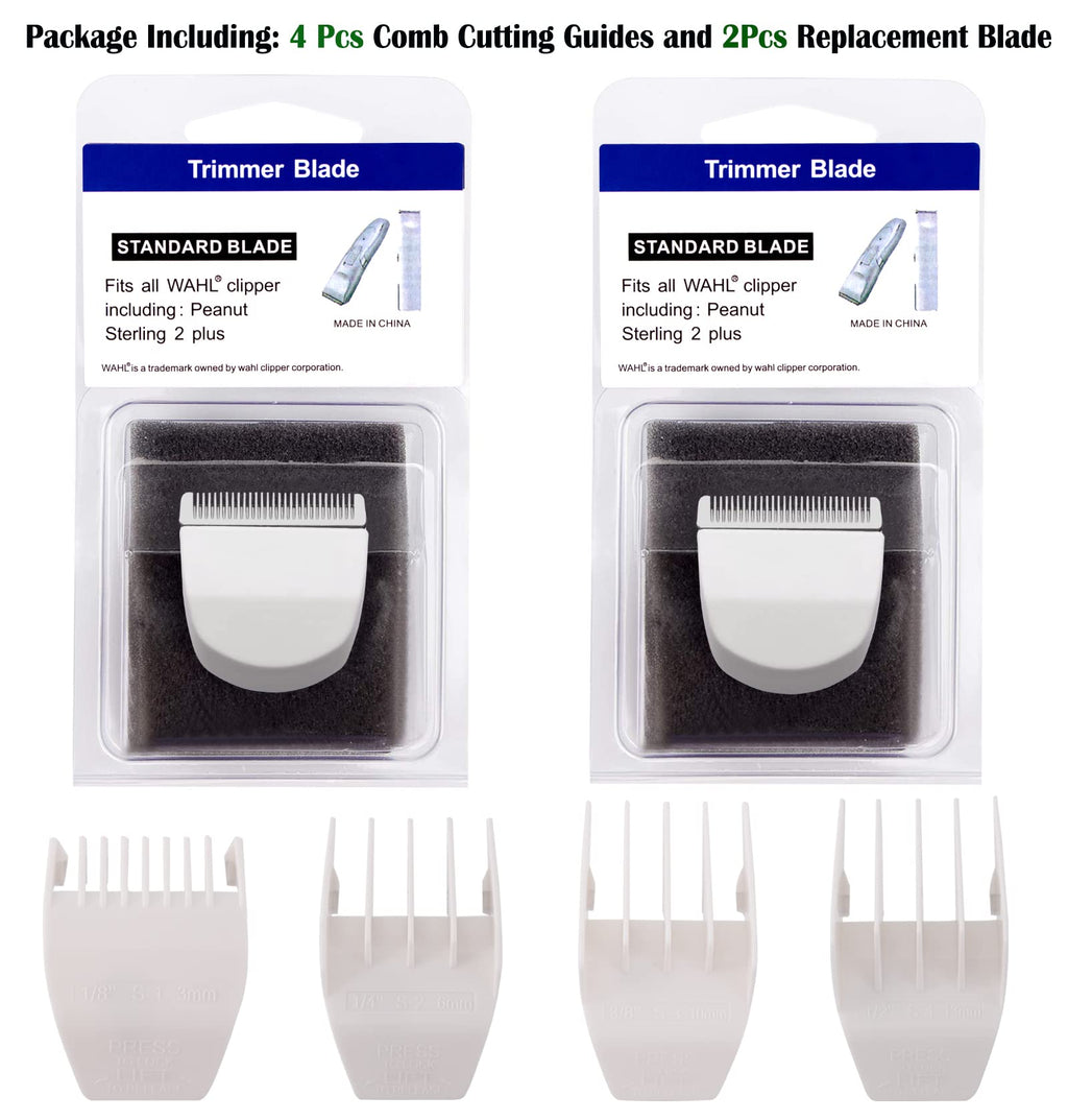 2 Pack Professional Peanut Clipper/Trimmer Snap On Replacement Blades #2068-300 - Compatible with Wahl Peanut Hair Clipper/Trimmer, White