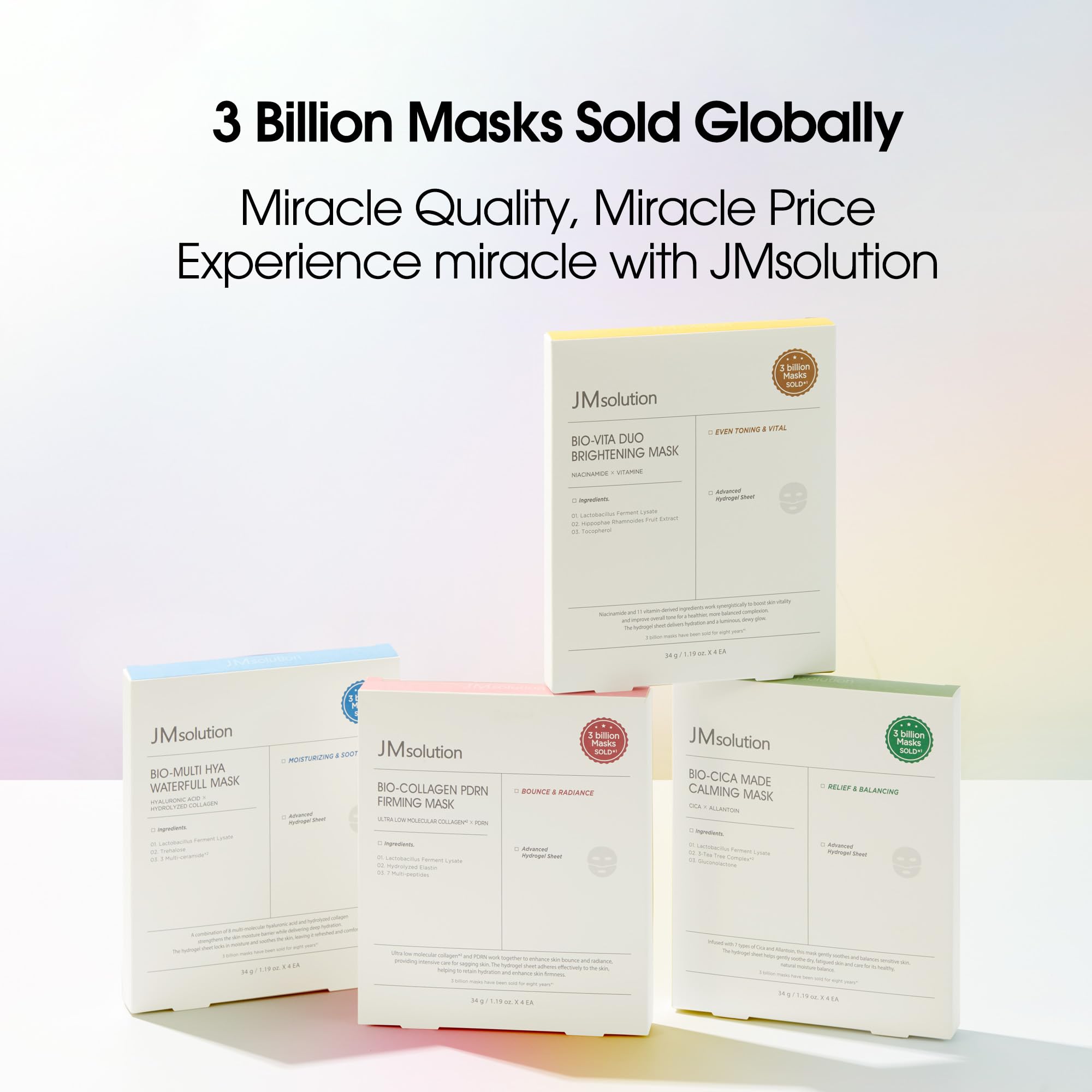 JMsolution Bio Multi Hyaluronic Acid Waterfull Mask (4 Sheets) | Hydrogel Face Mask for Deep Hydration & Plumping Care | Multi-Layer Moisture Korean Skincare | K-Beauty