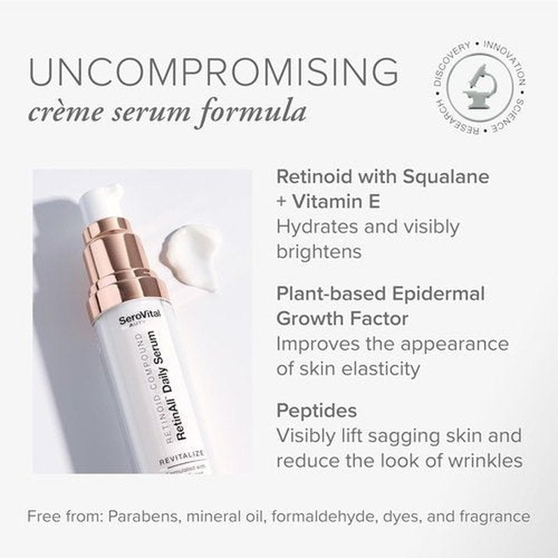 SeroVital Beauty RetinAll Daily Serum - Anti-Aging Retinoid Face Serum for Women, 1 oz