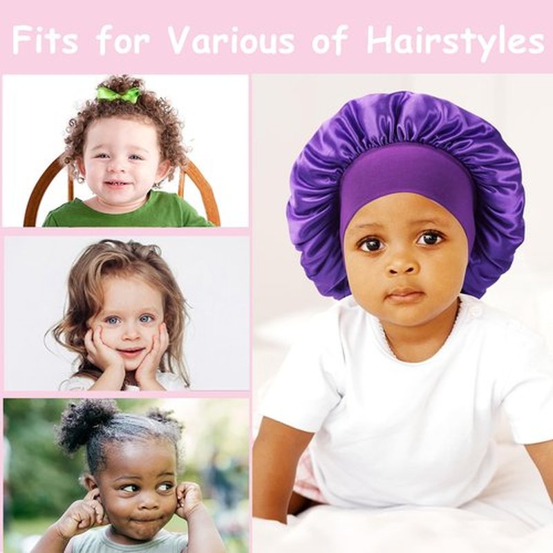 3 Pcs Baby Bonnets Infant Hair Sleep Cap for Sleeping for Girls,Boys (Pink+Purple+Teal)