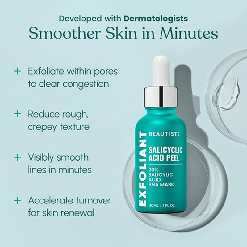 30 Day Miracle BHA 20% Peeling Solution - Clinical Strength Exfoliant for Clogged Pores & Wrinkles | 1oz