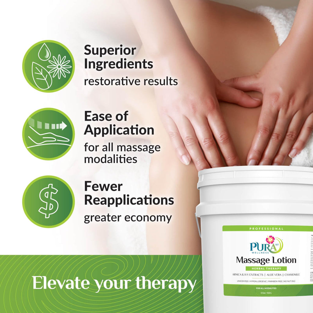 Pura 1st Herbal Therapy 5 Gallon Massage Lotion, Aloe Vera, Professional, Massage Therapy, Deep Tissue, Unscented, Hypoallergenic, Natural Ingredients, Skin Hydrating, Moisturizing, Muscle Relief