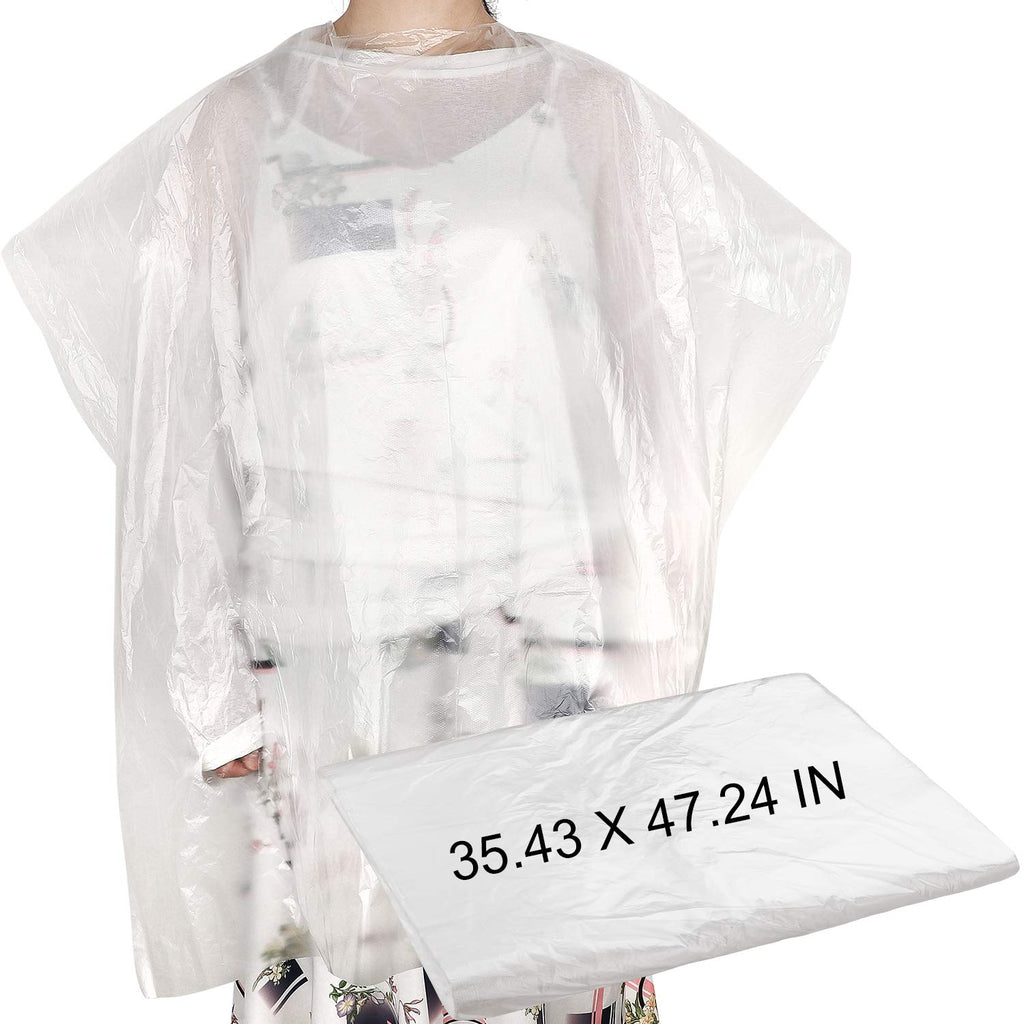 SATINIOR 200 Pcs Disposable Hair Salon Capes Bulk 35.43 x 47.24 Inch Transparent Waterproof Barber Hair Color Dye Cape Hairdresser Shampoo Apron Household Salon Cloak