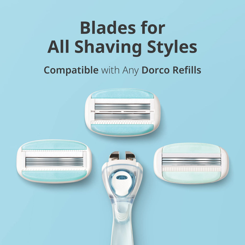 DORCO eve Pack of 5 Razors for Extra Smooth Shaving (No Razor Handle, 8 Piece Razor Blade Refills), Razors for Shaving with Aloe Vera Moisture Bar, Interchangeable Cartridge for Sensitive Skin