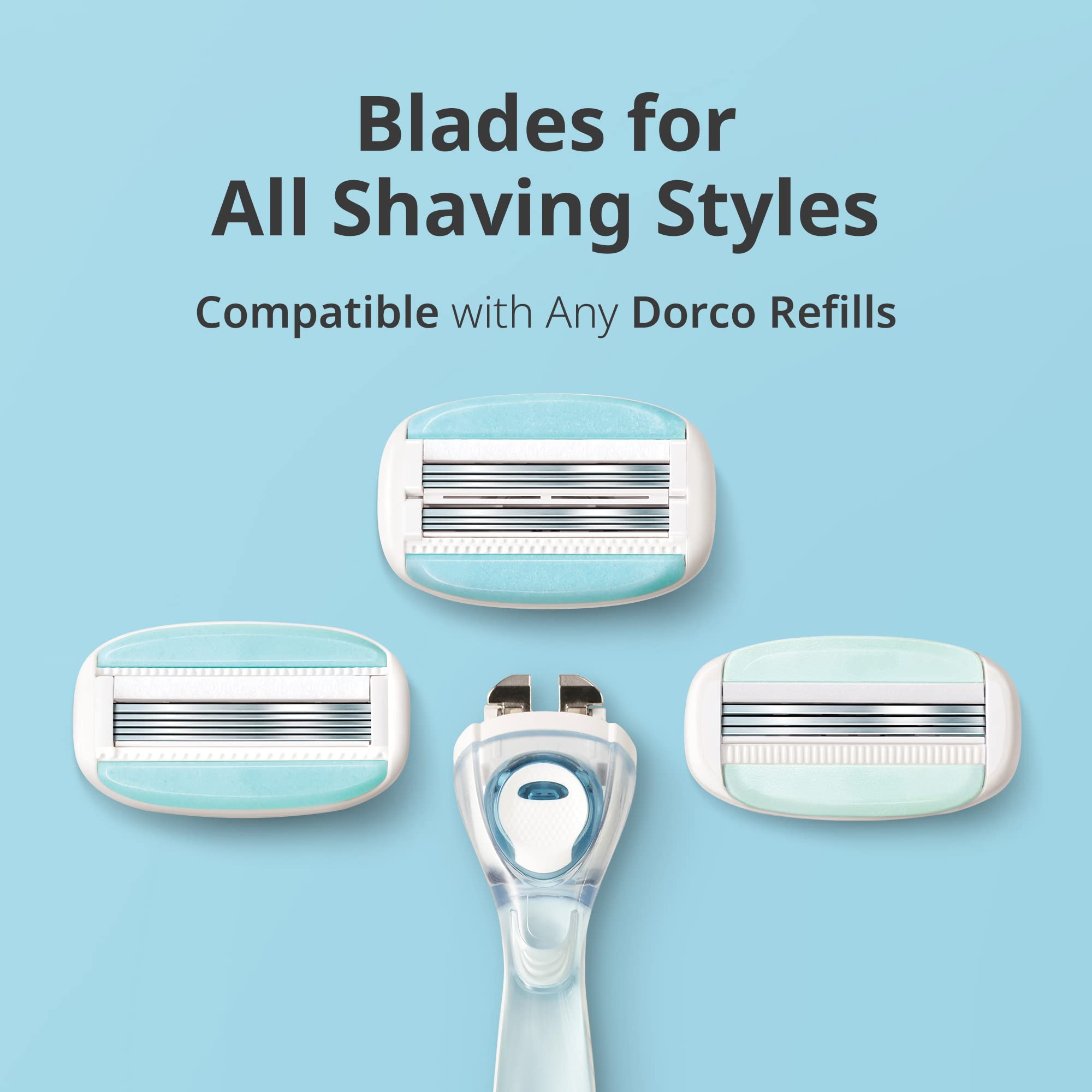 DORCO eve Pack of 5 Razors for Extra Smooth Shaving (No Razor Handle, 8 Piece Razor Blade Refills), Razors for Shaving with Aloe Vera Moisture Bar, Interchangeable Cartridge for Sensitive Skin