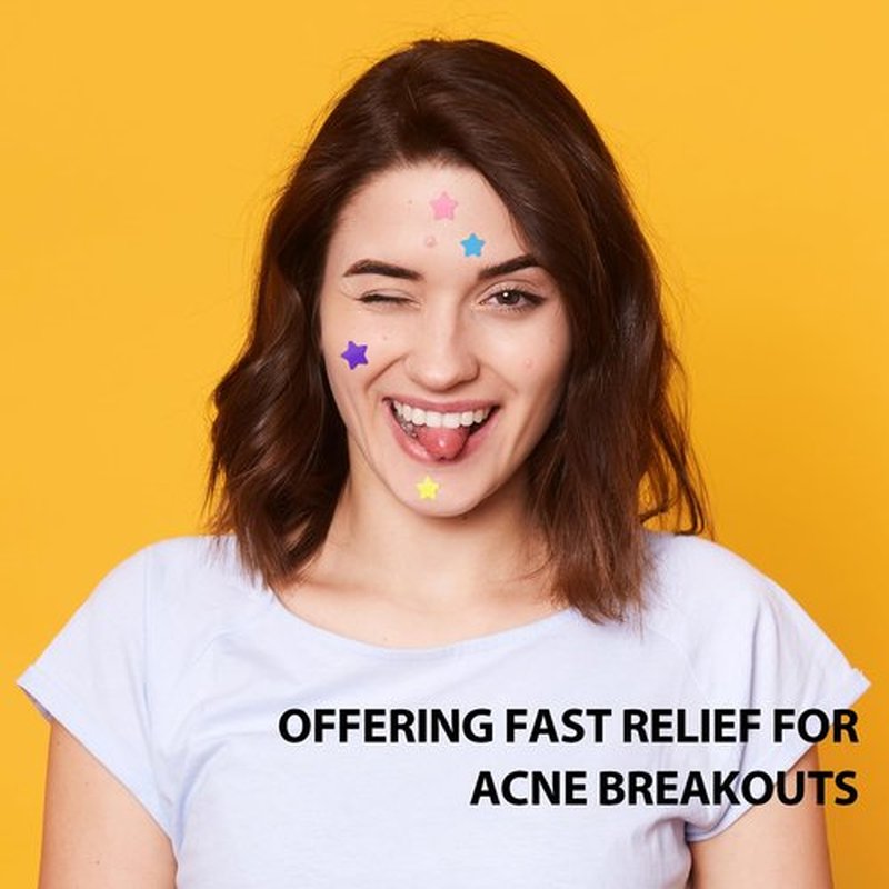 Jefusst Star Acne Pimple Patch 140 Counts, Hydrocolloid Acne Patches for Face, Purple, Blue, Green, Pink and Yellow
