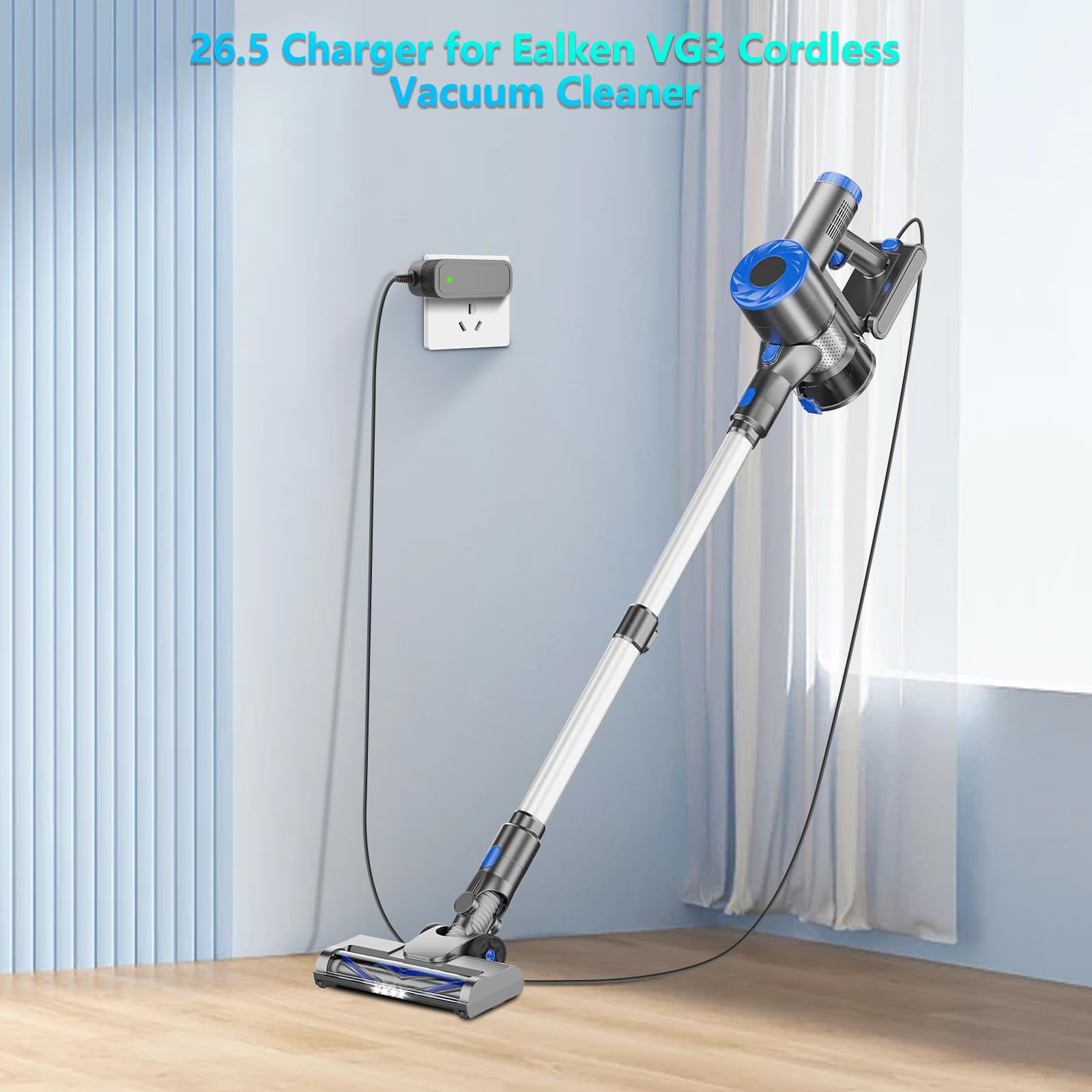 26.5V Charger for 22.2V Lithium-lon Battery Vacuum Cleaner Compatible with Homeika H016 HA016 and Ealken VG3 Cordless Vacuum Cleaner Adapter Power Cord