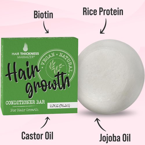 Conditioner Bar for Hair Growth. Eco Friendly, Vegan, Color Safe, pH Balanced. Solid Conditioner Bar Equal to 3 Liquid Bottles. Zero Plastic, USA Made, Strengthening & Dry Hair Relief - 2.7 oz