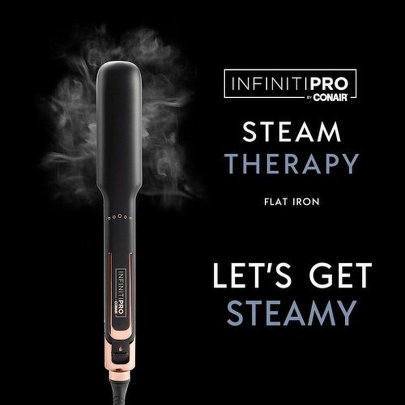 INFINITIPRO by CONAIR Steam Therapy Flat Iron - 1.5-Inch Hair Straightener for Smooth, Sleek Styles