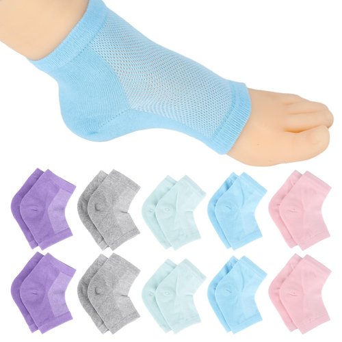 10 Pairs Moisturizing Heel Socks for Dry Cracked Feet Repair, Toeless Gel Socks for Foot Care Treatment