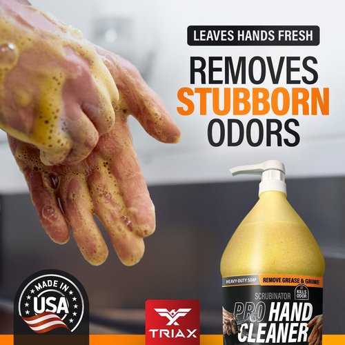 TRIAX Scrubinator - Heavy Duty Hand Scrub and Cleaner - Removes Tough Grease, Dirt, Grime, and Odors - No Toxic Solvents or Harsh Chemicals - Moisturizers to Protect Skin (1 Gallon)
