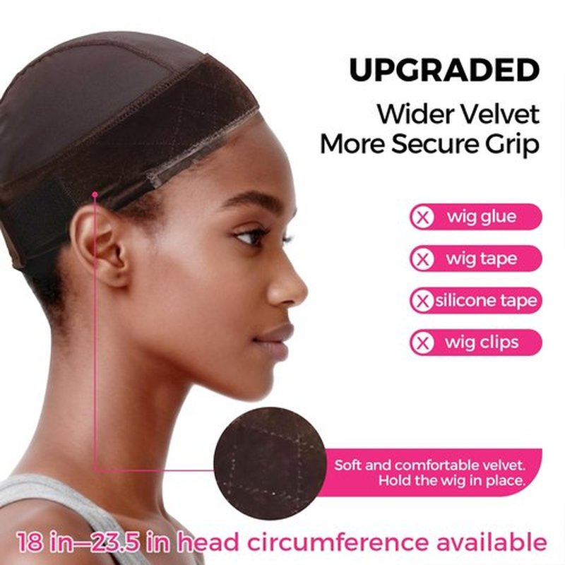 Labhairs Wig Grip Cap with Lace Edge – Non Slip Adjustable Wig Cap with Grip Band for Women, Glueless Breathable Under Wig Cap for Natural Hairline, One Size Fits All, Brown