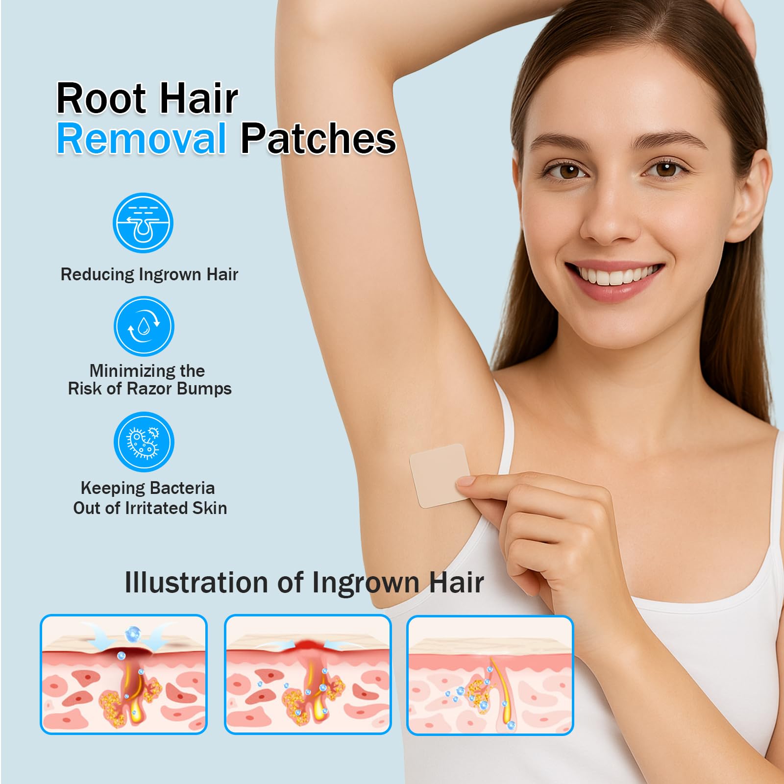 Ingrown Hair Treatment Patch, 72 Pcs Razor Bump Treatment for Bikini Area, Smooth-Feeling Non-Irritating Formula, Ingrown Hair Pads & Pubic Hair Cyst Treatment for Women & Men