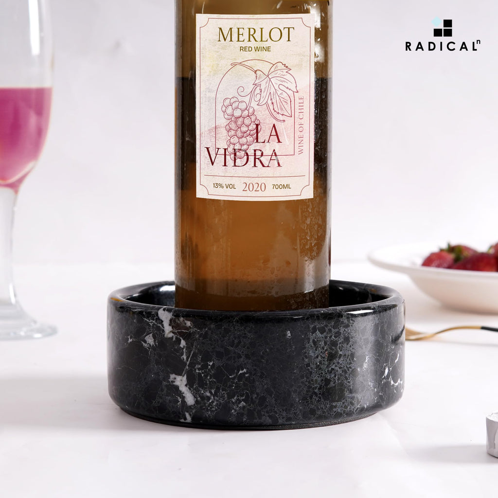 Radicaln Marble Wine Coasters 5.5" Inches Verona Wine Bottle Coasters for Countertop, Ideal Absorbent Cork Holder for Champagne Bottles