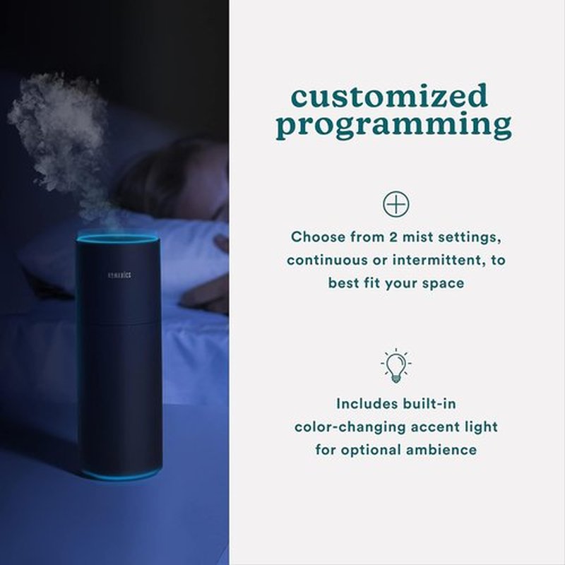 Homedics Portable Humidifier - Cool Mist Air Humidifier with Color-Changing Light | Compact for Travel & Office
