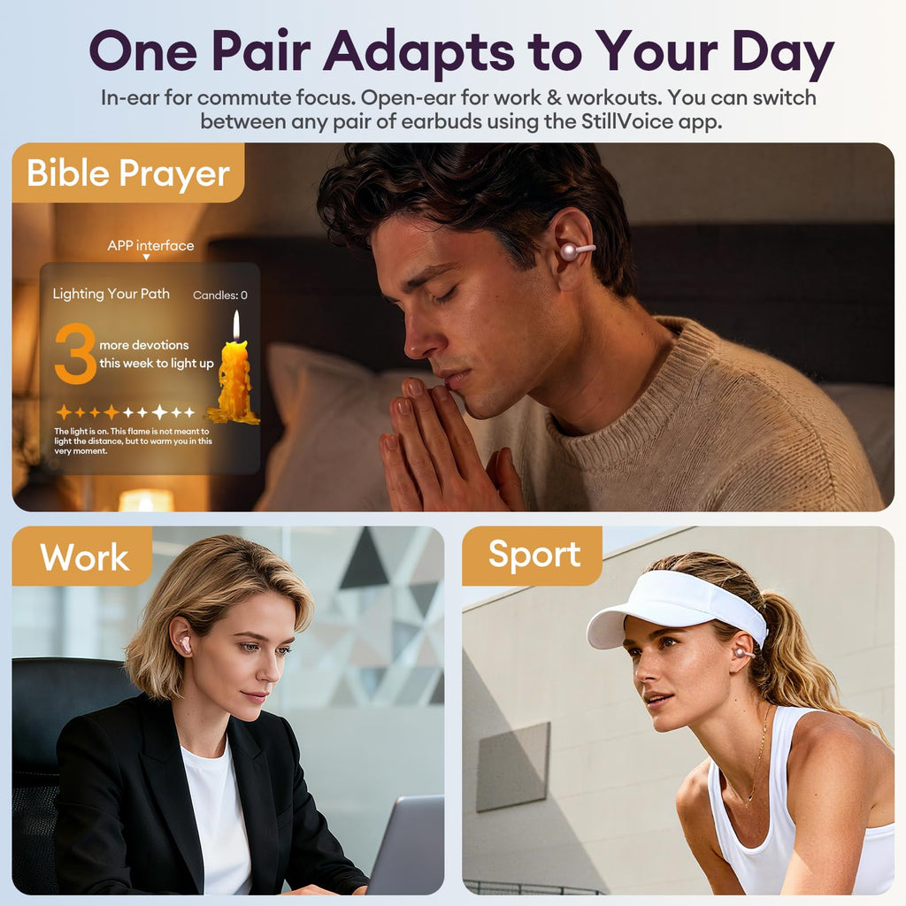 PAXA 2-in-1 Open Ear Clip-On Wireless Earbuds with StillVoice App, Bluetooth 6.0, 140H Playtime, Hybrid Noise Reduction, Auto L/R Sync, Comfortable Fit for Work, Fitness & Daily Use, Ctbuds Rose Gold