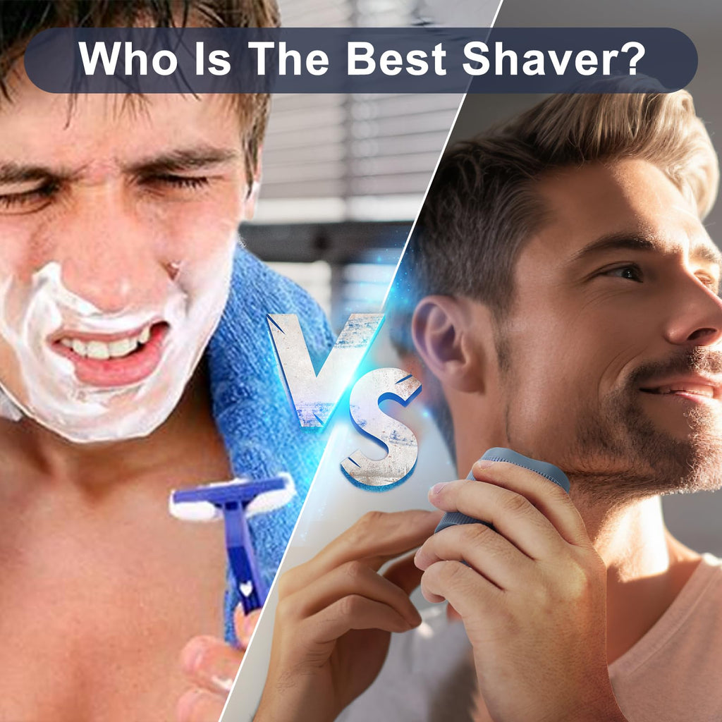 Dual Head Electric Shaver for Men, Rechargeable USB Portable Razor, Wet & Dry Washable Rotary Shaver, Compact Travel Shaver (Navy Blue)