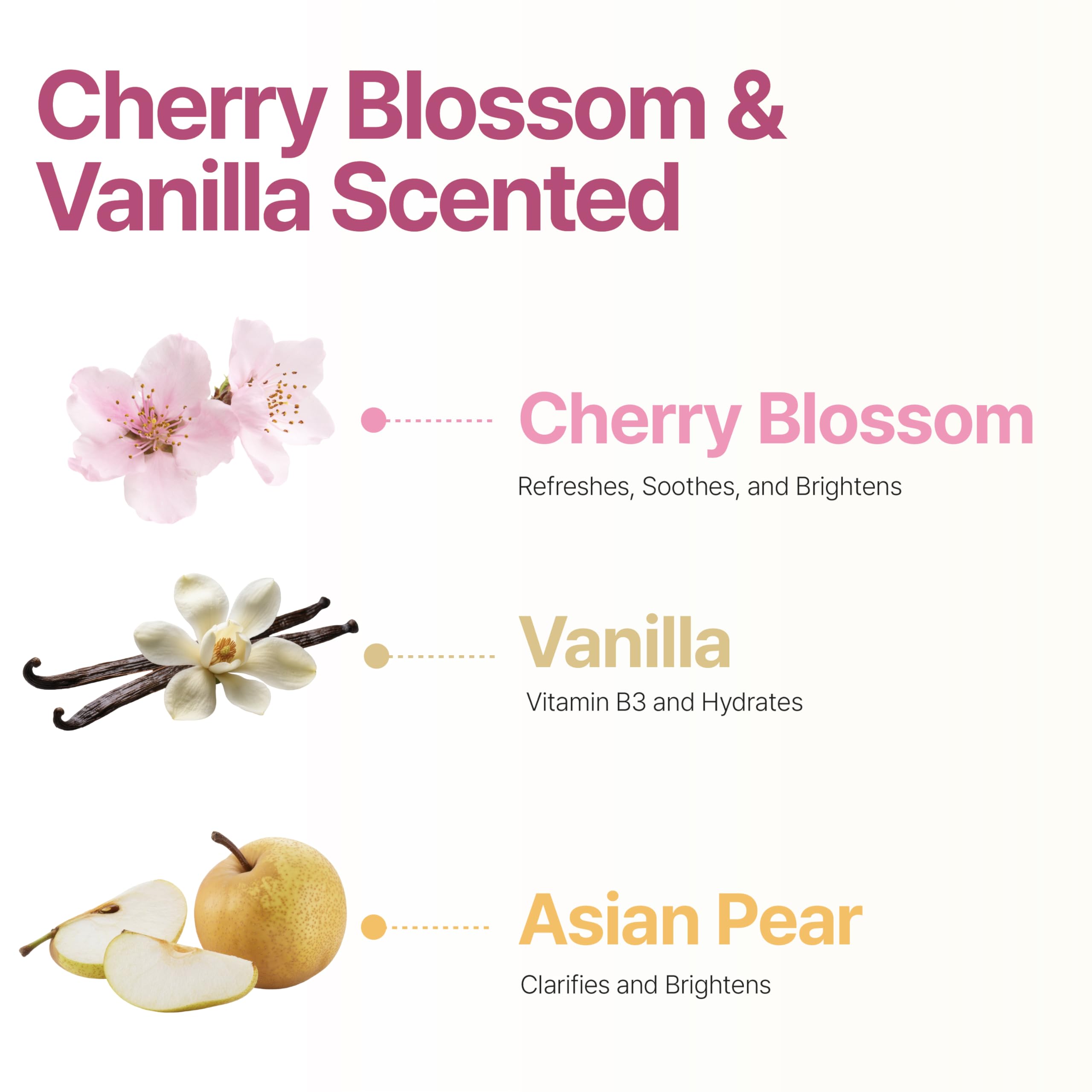 SpaScriptions Cherry Blossom & Vanilla Exfoliating Treatment Body Wash – Natural Exfoliation for Dull Skin with Asian Pear & Collagen for Radiant, Firm-Looking Skin, Hydrating Body Cleanser, 32 oz