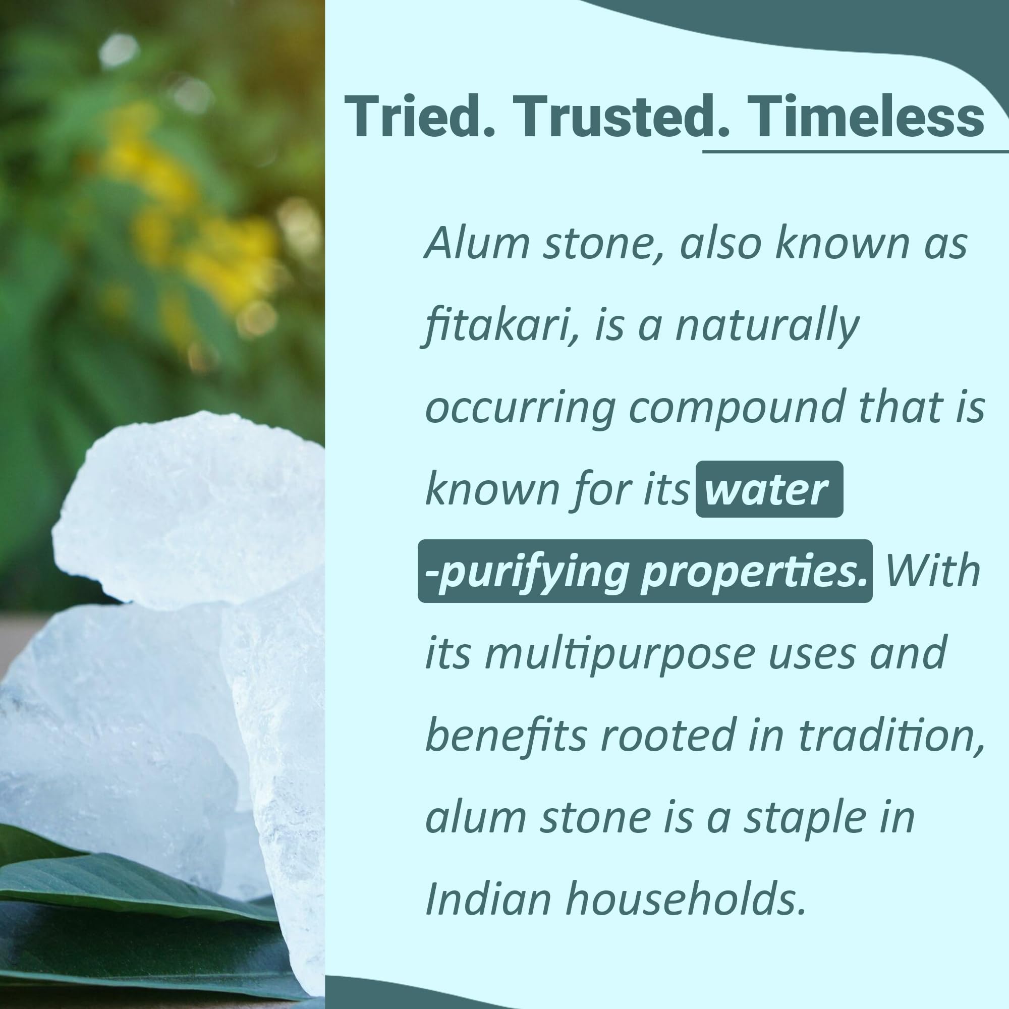 minature Potassium Alum Stone 250g |Phitkari Block| Pure Fitkari for Post Shave Care | Skin Care & Multiple Uses| Natural Deodorant