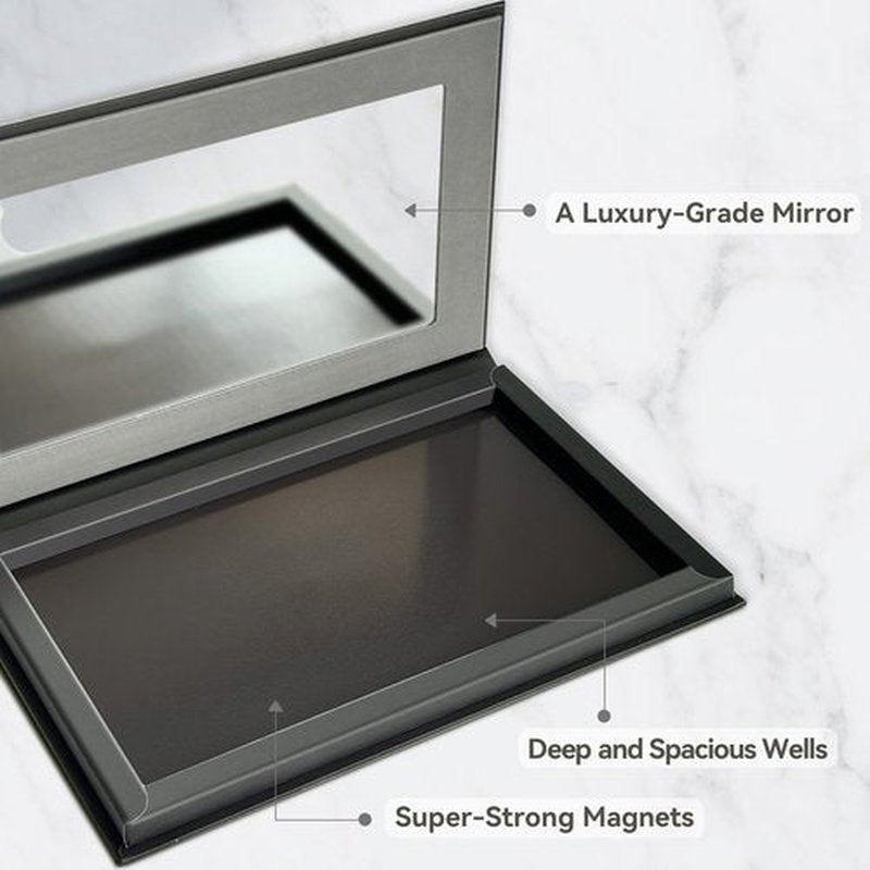 Empty Magnetic Eyeshadow Palette, Makeup Pans Organizer With Mirror Inside, 3D Frosted Finish Art Paper Palette (Cosmic Mystery)