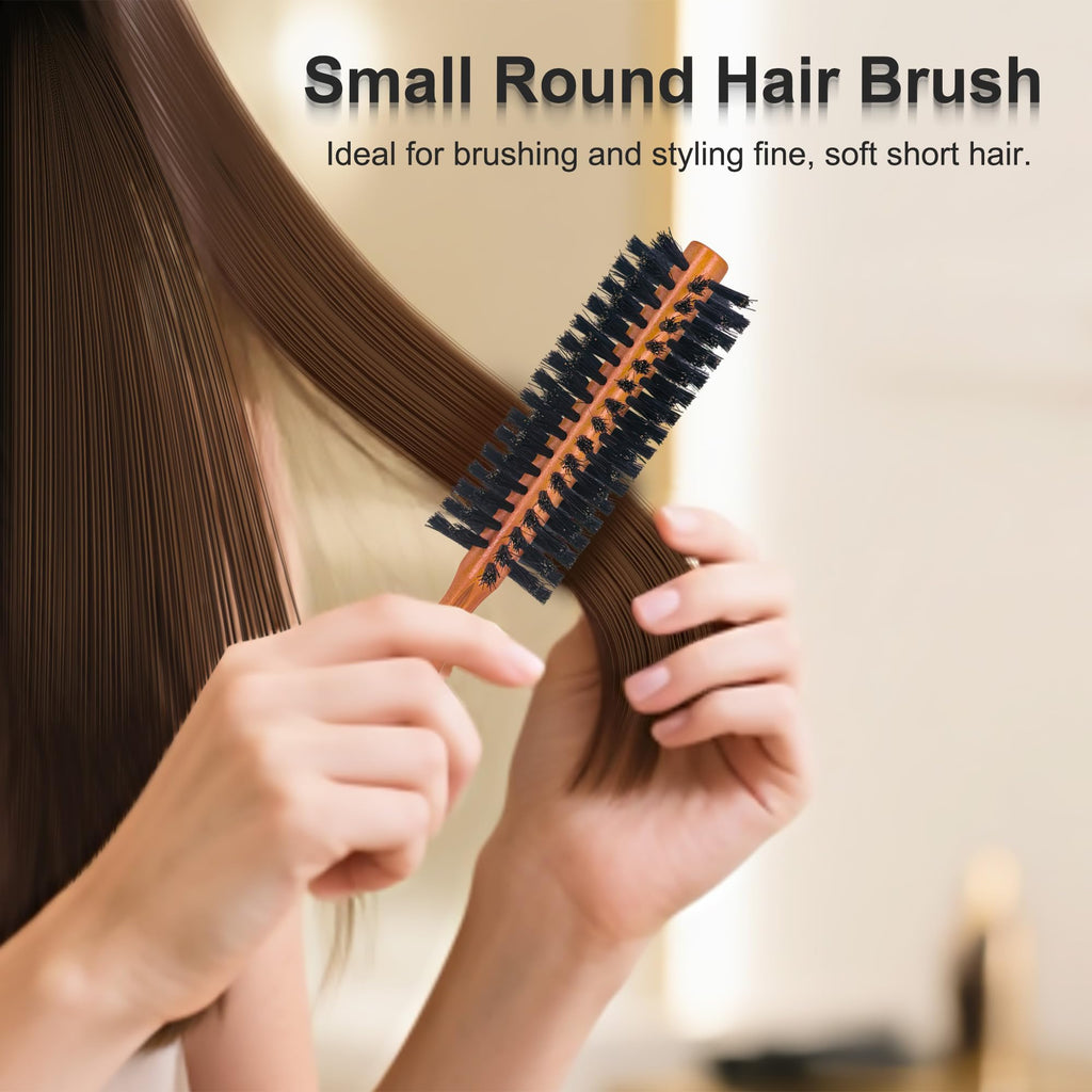 SUNBIRD Boar Bristle Small Round Hair Brush, 1.6 Inch