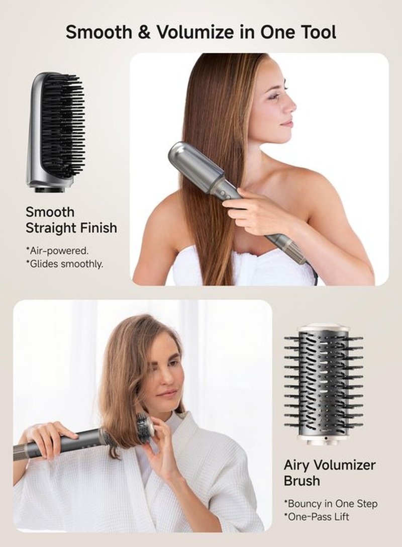 TRANXPHIT 5-in-1 High Speed Hair Dryer Brush – Ionic Hot Air Brush Styler Set for Fast Drying, Straightening, Curling & Volumizing – Lightweight Travel Design Hair Styling Tool