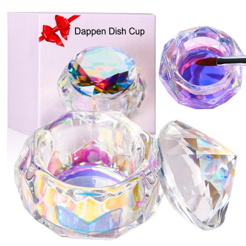 Dappen Dish with Lid for Acrylic Powder Nails Diamond Styling Design Crystal Glass Monomer Dampen Dish Holder for Nail Acrylic Liquid (8)