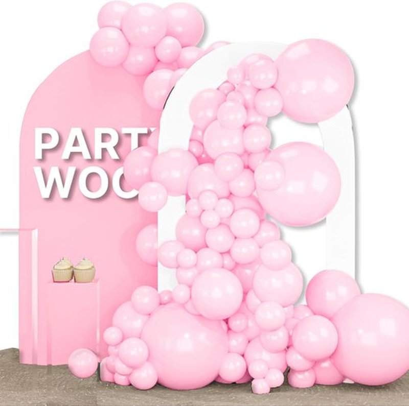 PartyWoo Baby Pink Balloons - 155-Piece Pastel Arch Kit for Baby Shower & Birthday Decor | Various Sizes