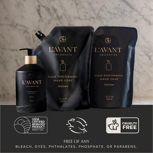 L'AVANT Collective High Performing Hand Soap Refill | Luxurious Ingredients for Soft & Smooth Hands | Fresh Linen Scent | 32 FL oz/946 mL