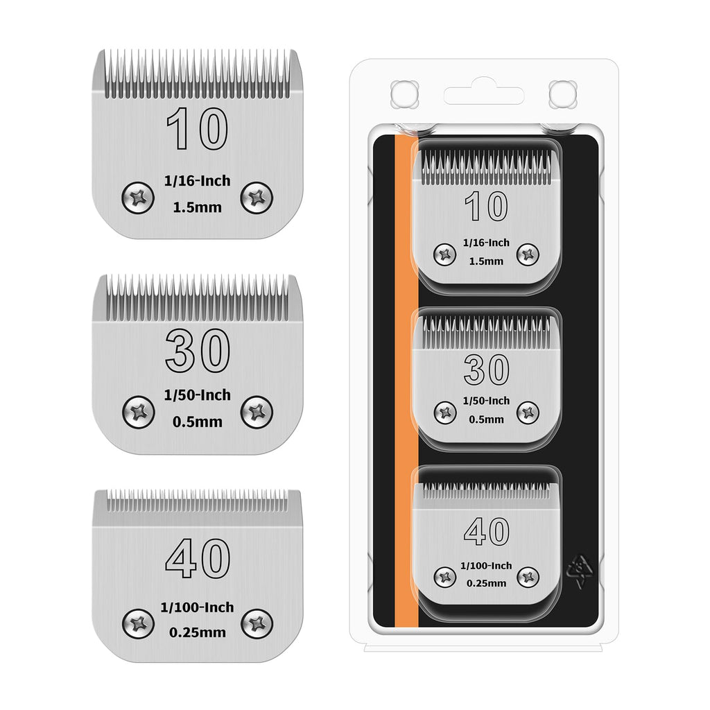 HONGNAL 3PACK Dog Grooming Clipper Replacement Blades Compatible with Andis Pet Clipper/Oster A5/Wahl KM Series Dog Clipper,Ceramic Blade & Stainless Steel Blade (10#+30#+40#)