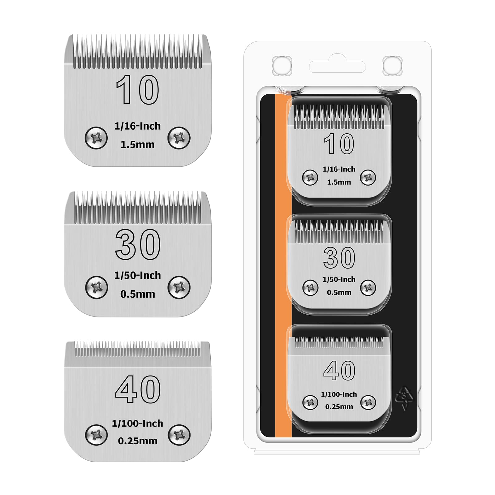 HONGNAL 3PACK Dog Grooming Clipper Replacement Blades Compatible with Andis Pet Clipper/Oster A5/Wahl KM Series Dog Clipper,Ceramic Blade & Stainless Steel Blade (10#+30#+40#)