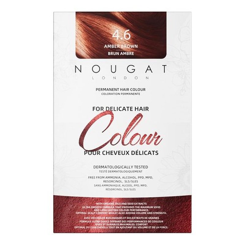 NOUGAT Amber Brown Permanent Hair Color Kit | 100% Gray Coverage, Ammonia-Free & PPD-Free, Anti-Aging System