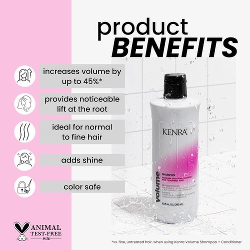 Kenra Volume Shampoo - Boosts Body & Fullness | Increases Volume Up to 45% | Color Safe for Fine to Normal Hair