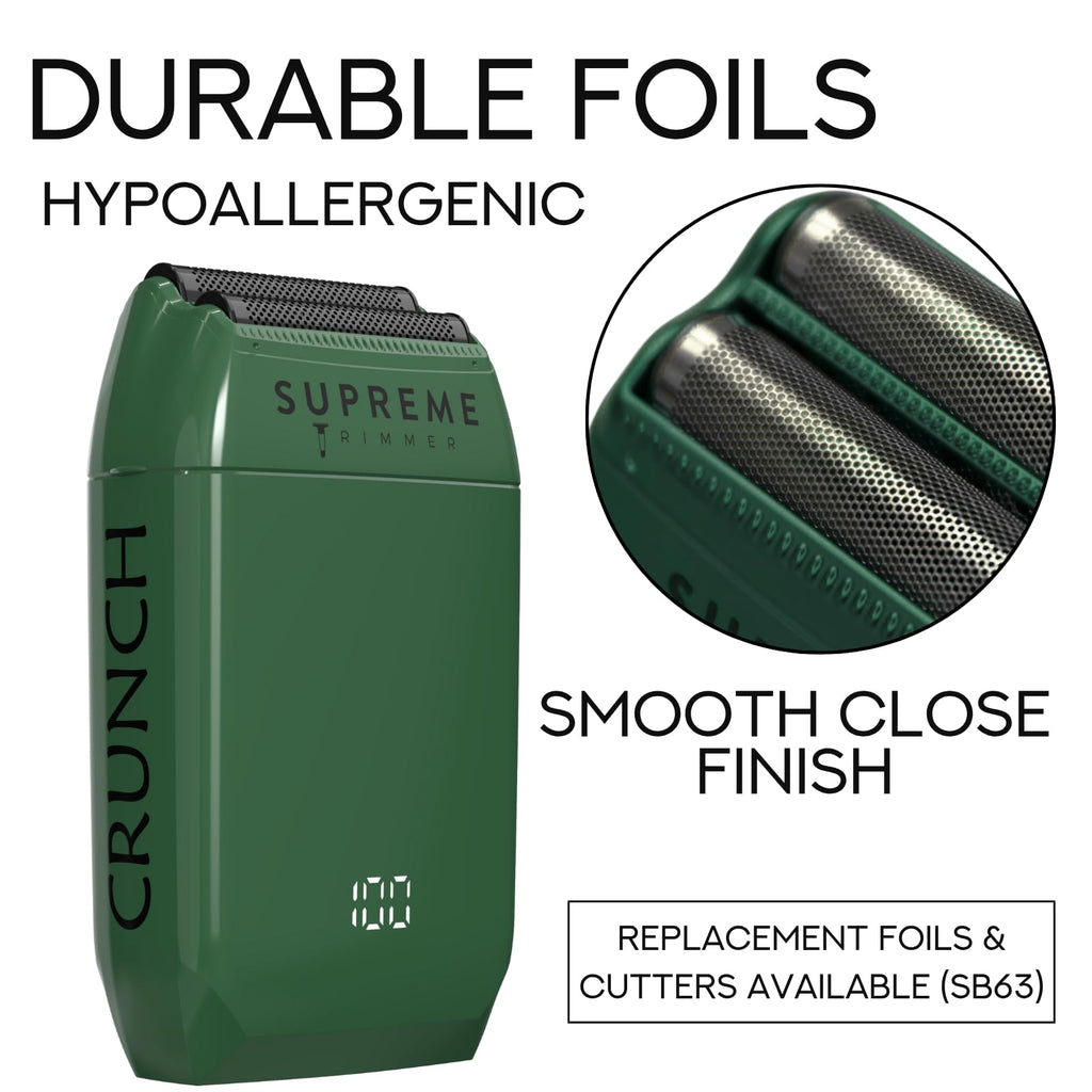 Supreme Trimmer Crunch STF602 – Waterproof Double Foil Shaver for Men | 150 Min Runtime, Wet/Dry Cordless & Corded Electric Razor | Hypoallergenic Foils for Face, Head & Stubble