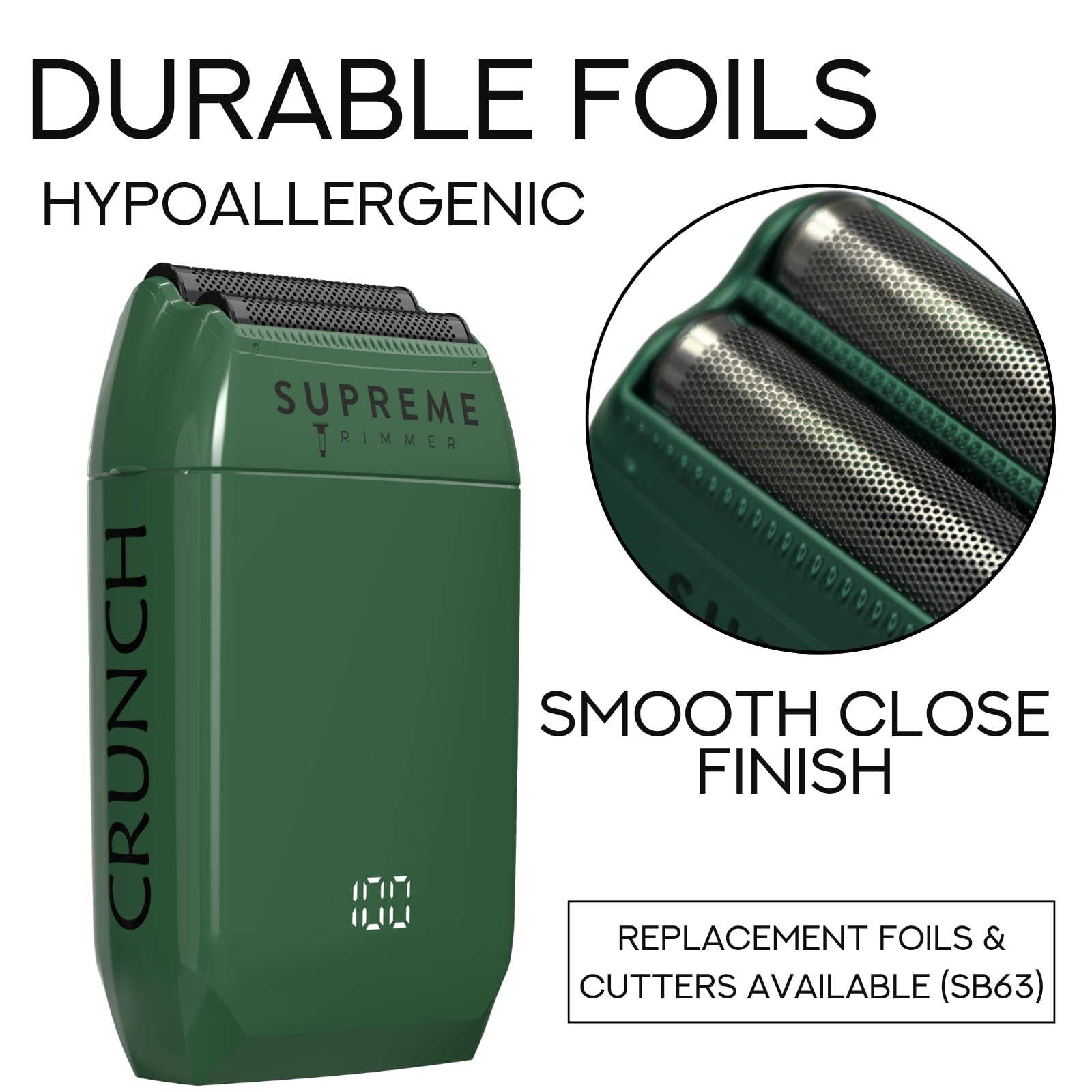 Supreme Trimmer Crunch STF602 – Waterproof Double Foil Shaver for Men | 150 Min Runtime, Wet/Dry Cordless & Corded Electric Razor | Hypoallergenic Foils for Face, Head & Stubble