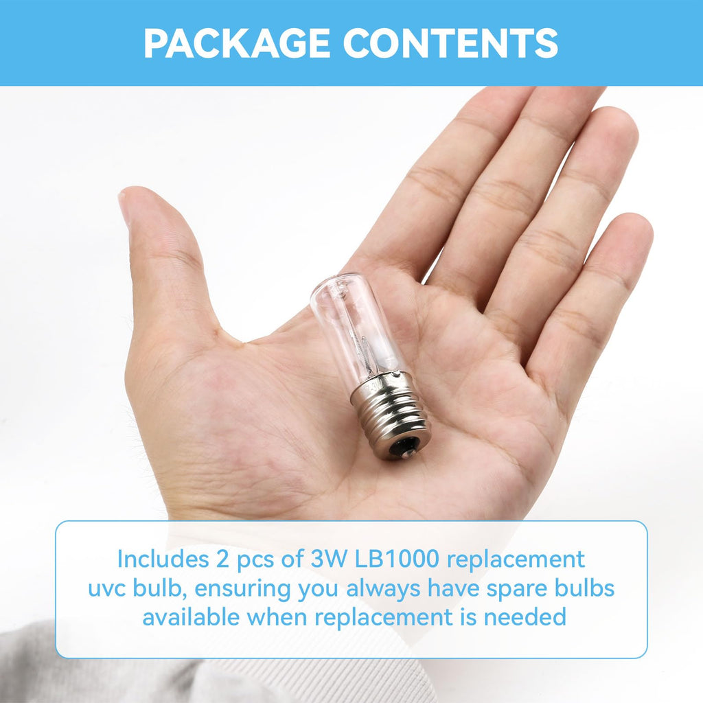 HWEIUA 3W LB1000 UV-C Replacement Bulb for Germ Guardian GG1000, GG1000CA, GG1100, GG1100B, GG1100W, LB-1000, GGH200, 661000CA Air Purifier UV Light Replacement, 2 Pack