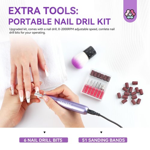SAVILAND Builder Nail Gel Set with Nail Drill - 3 Pcs Hard Gels(VE&VB5&Kerain) Clear Pink Nudes Builder Nails Gel with Lamp Brush Nails Strengthener Gels for Extension Shaping DIY at Home Salon