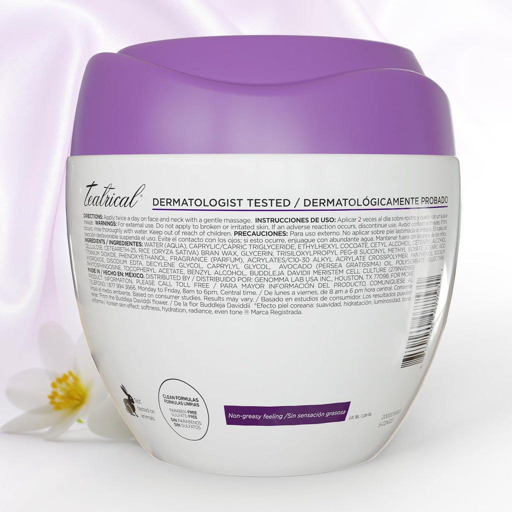 TEATRICAL Korean Facial Cream with Stem Cells and Rice, Face Moisturizer for Women, Korean Skincare Moisturizer for Hydration and Even Tone, Paraben-Free Non-Greasy Formula, 7 oz Pack of 2