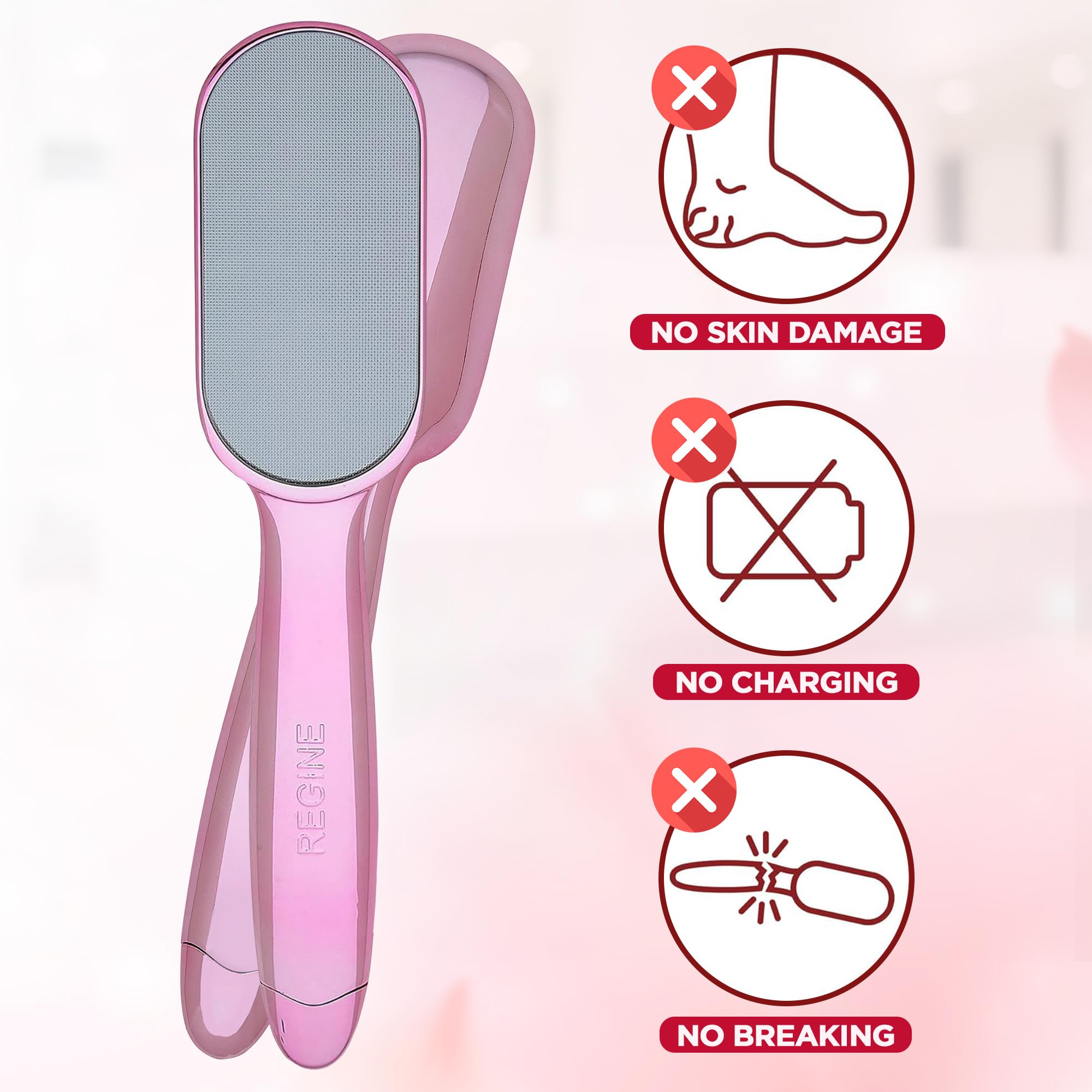 Glass Pedicure File & Callus Remover - Nano Laser Etched Foot Scraper, Pink