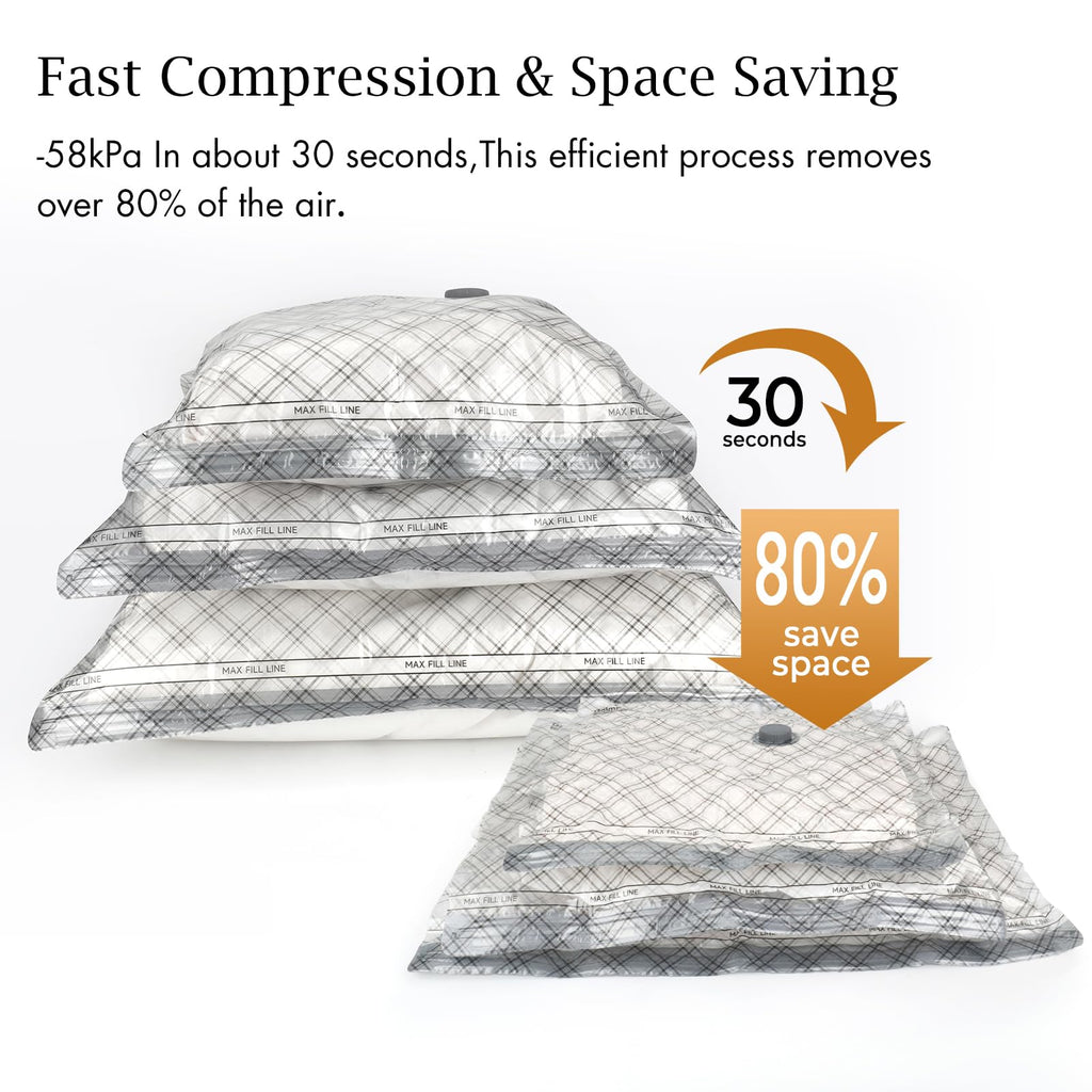 15pcs Vacuum Seal Bags for Clothing Travel, Cordless Pump, Carry-on Size Compression Packing Bags, 4000Pa Suction & 2000mAh Battery, Vacuum Storage Bags for Clothes, Luggage, Suitcase, Space Saver