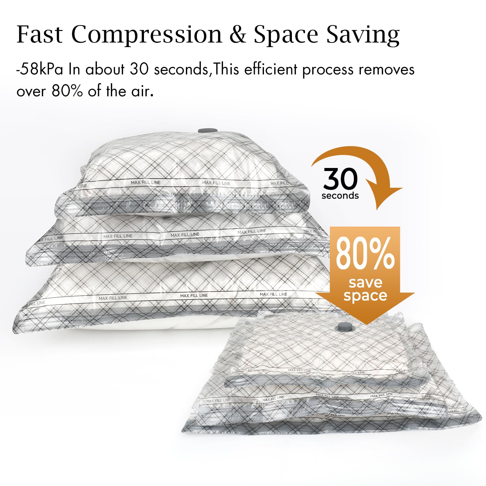 15pcs Vacuum Seal Bags for Clothing Travel, Cordless Pump, Carry-on Size Compression Packing Bags, 4000Pa Suction & 2000mAh Battery, Vacuum Storage Bags for Clothes, Luggage, Suitcase, Space Saver
