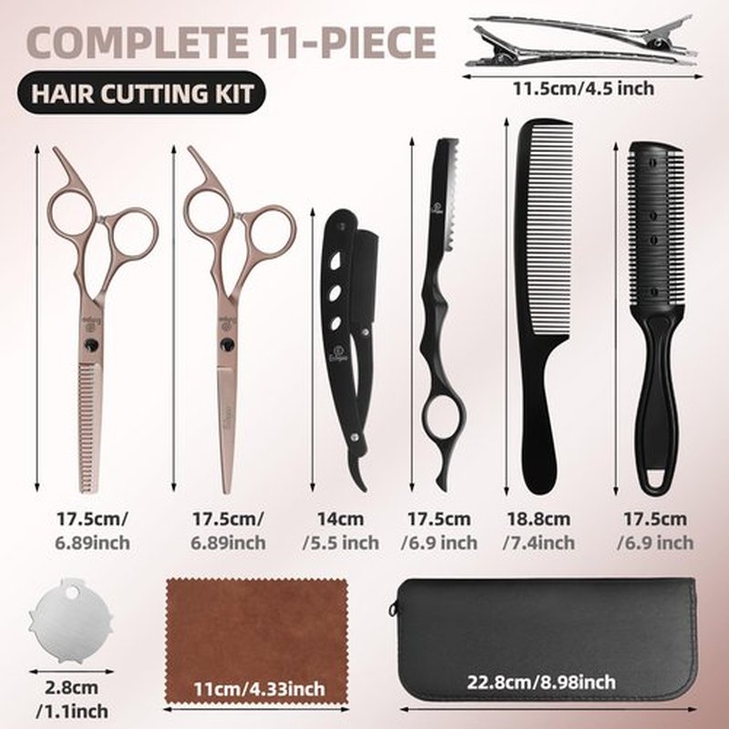 Ethyxe Hair Cutting Scissors Thinning Shears Kit, Barber Hair Texturizing Shears for Professional Hairdresser or Home Use (Rose Gold)