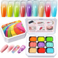 NAILGIL Paint Patting Gel Polish Palette, 9 Colors Summer Neon Painting Nail Art Ombre Nail Gradient Sponge Gel Blush Blooming for Pigment Pat Aura Nails, French Manicure- D