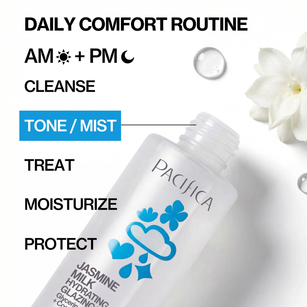 Pacifica Hydrating Glazing Facial Essence with Jasmine Squalane and Polyglutamic Acid - Milky Glass Skin Essence for Dry Skin - Deep Hydration Moisture Lock - Clean Vegan Cruelty-Free - 5 Fl Oz