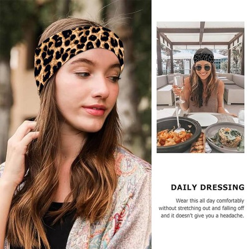 SENMAY Headbands for Women Leopard Trendy Cheetah Wide Head Bands for Women's Hair Non Slip Wraps Elastic Stretchy Bandanas Workout Fashion Hair Accessories Birthday Gifts for Valentines 6PCS
